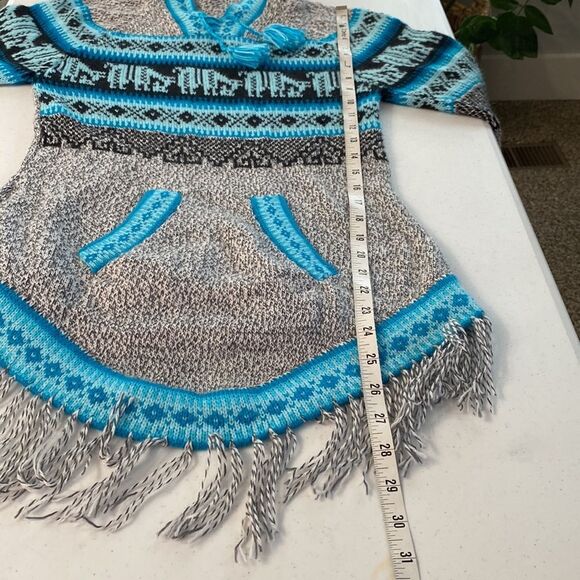 Ecologic Arts Vintage 100% Alpaca Aztec Geo Fringe Knit Hooded Sweater Tassel - Picture 13 of 16